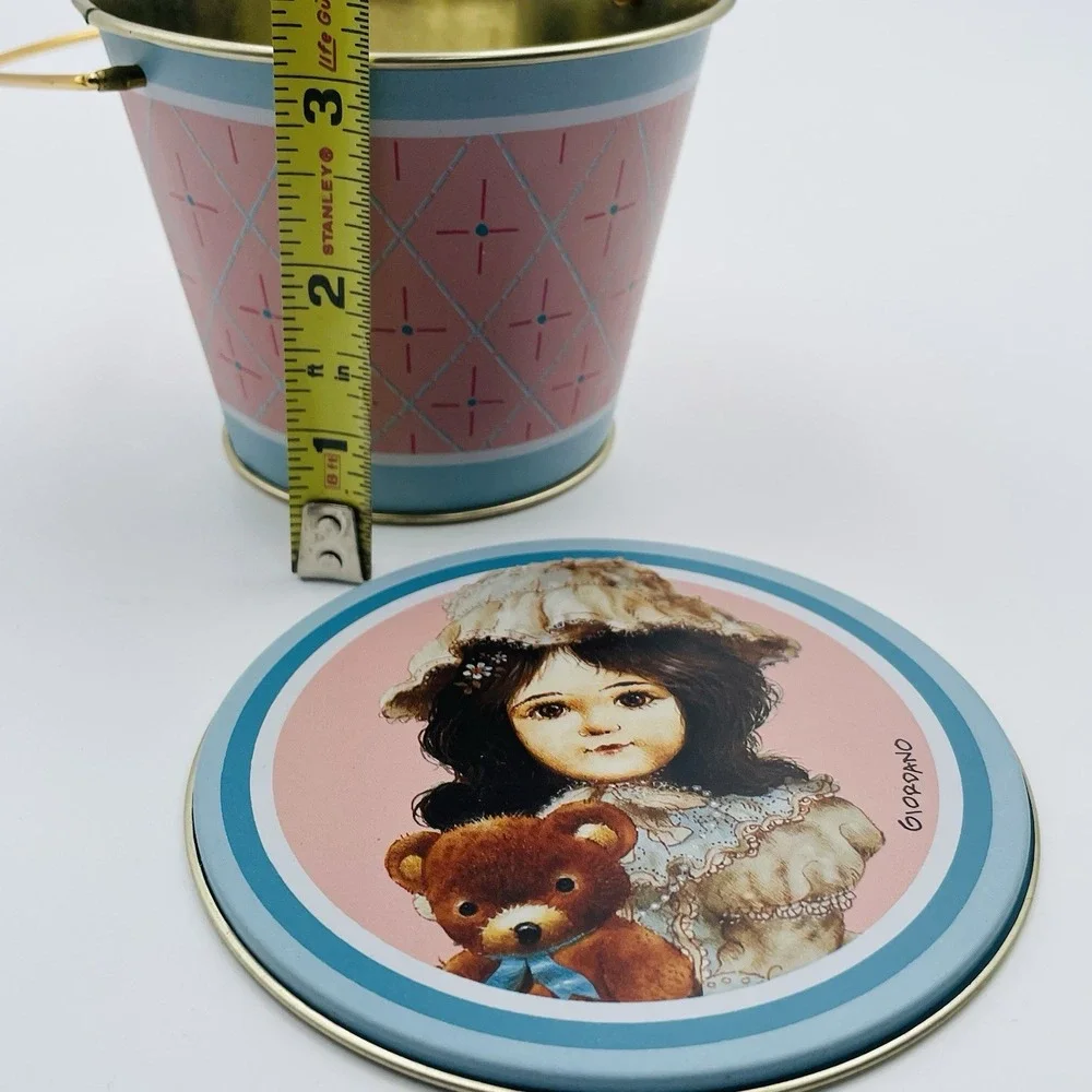 Vintage 1987‎ Giordano Art Ltd Victoria H3845 Metal Pail Tin Teddy Bear Bucket